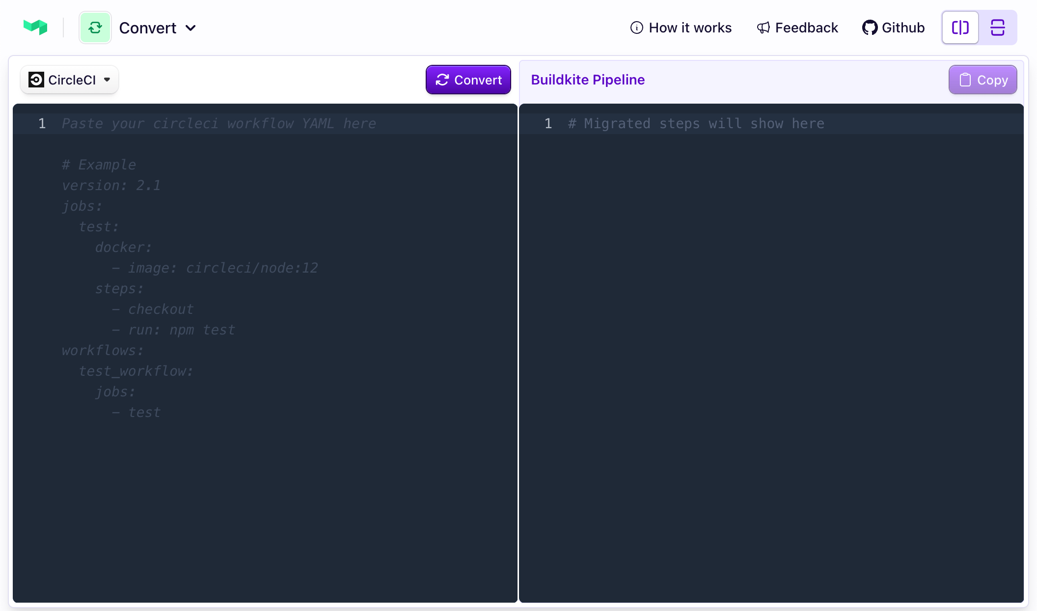 Buildkite pipeline converter's web UI